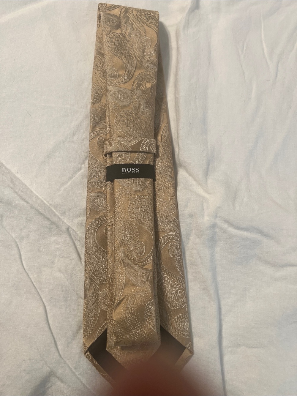 BOSS Beige Paisley Silk Tie